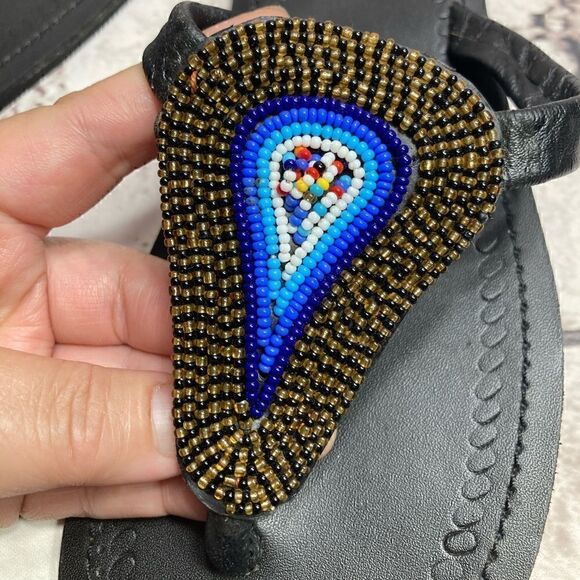 10 (41) MAASAI TRIBE WOMEN leather & rubber SANDAL - Picture 5 of 7